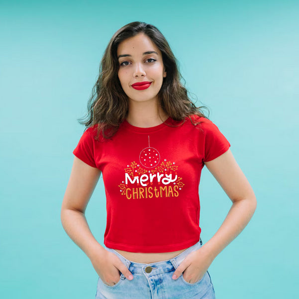 Women Crop Top Merry Christmas