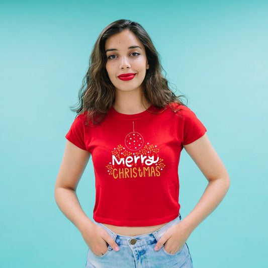 Women Crop Top Merry Christmas